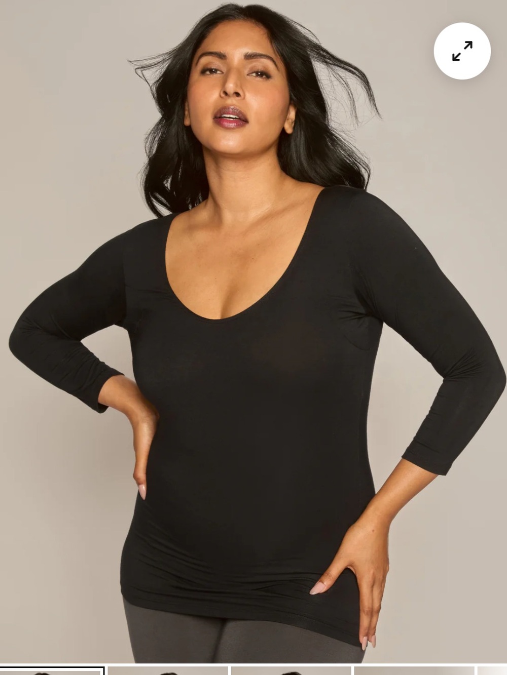 Classic Scoop Neck Black Long Sleeve Top